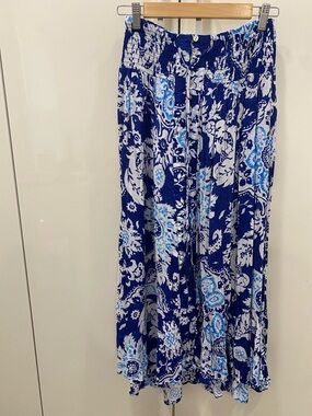 Rachel Zoe Blue and White Printed Paisley Maxi Skirt
